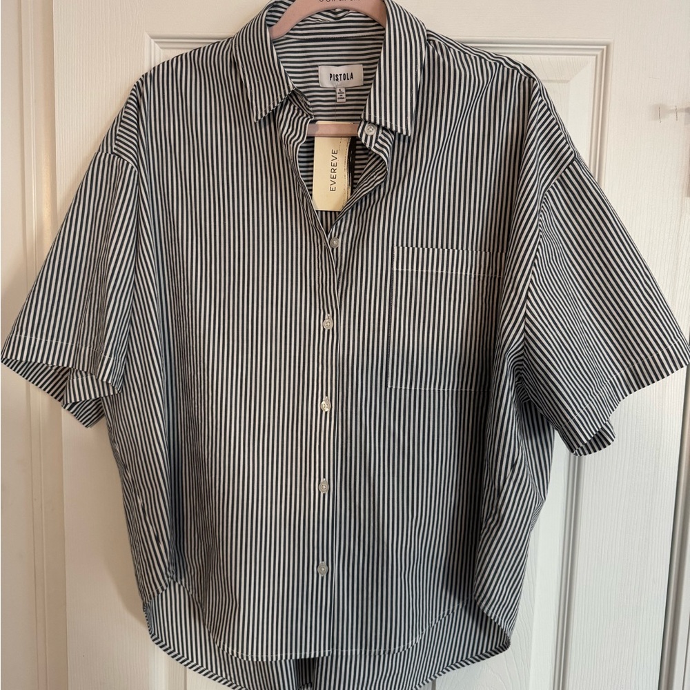 Pistola Women’s Black and White Striped Shirt large